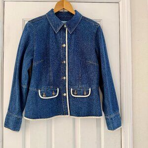 Vintage First Issue Liz Claiborne Denim Jacket - Gold Buttons - Size Large